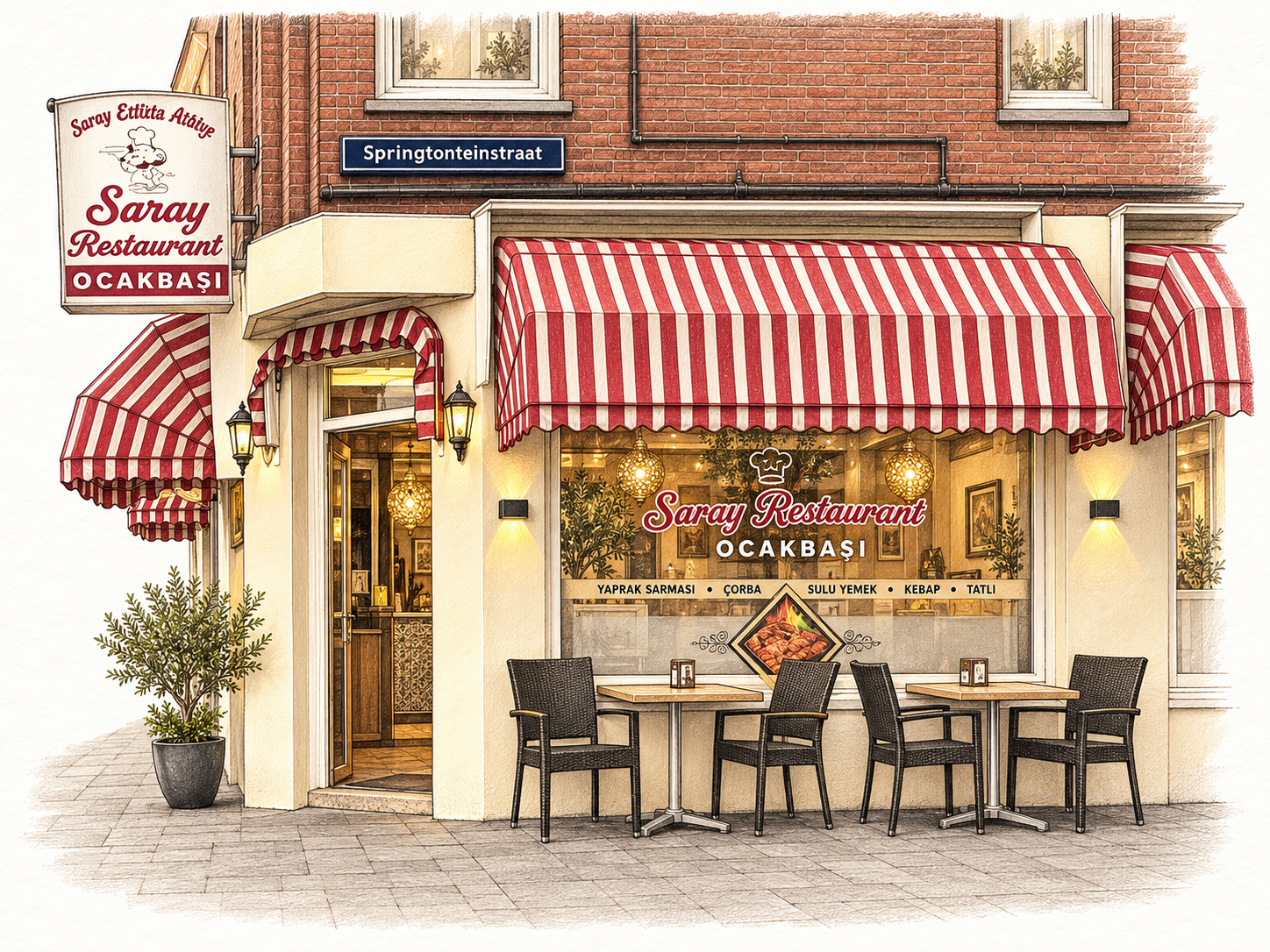 Illustratie van Saray Restaurant aan de Schalk Burgerstraat 196 in Den Haag